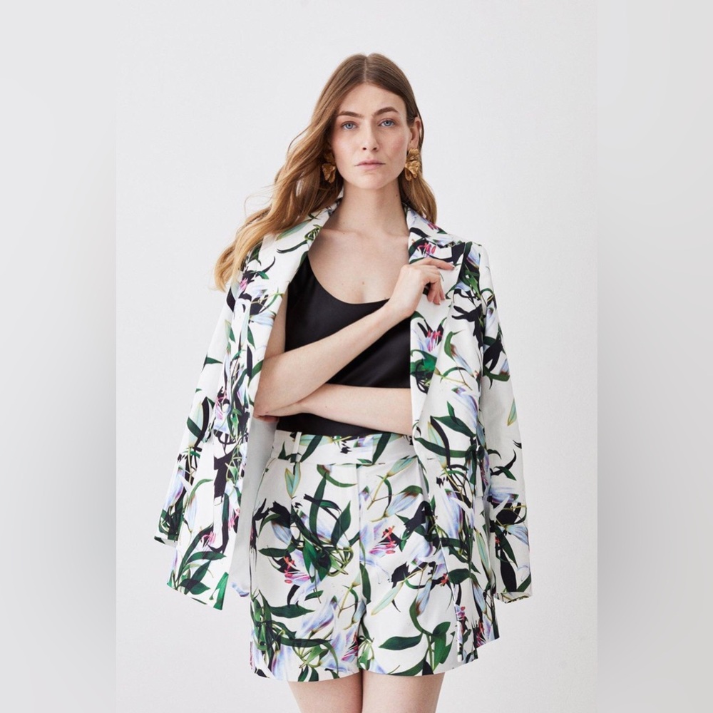 Karen millen  Stretch Cotton Sateen Double Breasted JacketSize 8/Short Size 6 US